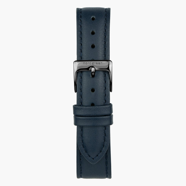 ST16POGMVENA &Blue vegan leather watch strap - gunmetal buckle - 16mm