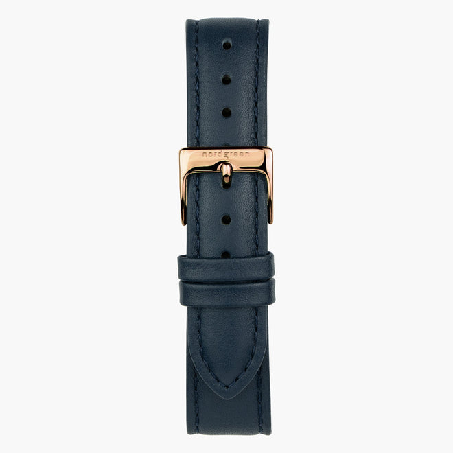 ST20PORGVENA &Blue vegan leather watch strap - rose gold buckle - 20mm
