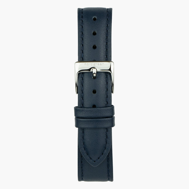 ST18POSIVENA &Blue vegan leather watch strap - silver buckle - 18mm