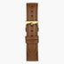 ST14POGOVEBR &Vegan brown leather watch strap - gold buckle - 14mm