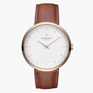IN32RGLEBRXX &Infinity rose gold ladies watch - white dial - rose gold case - brown leather strap