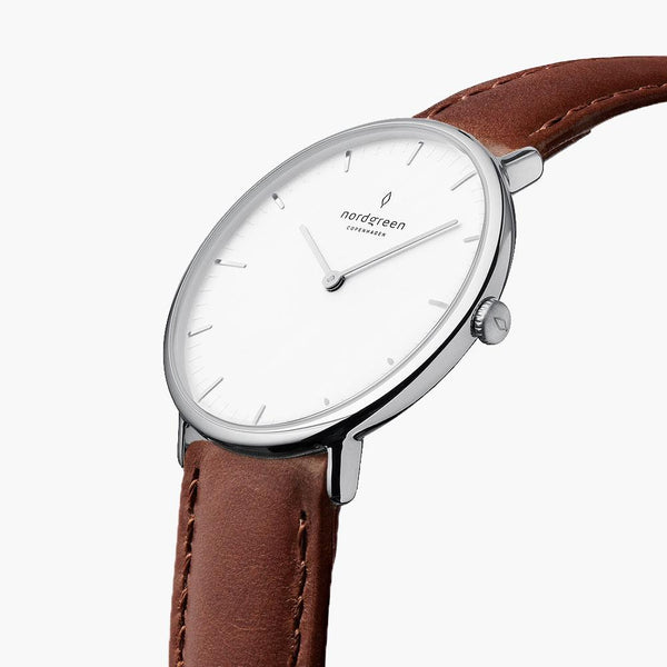 Native White Dial Brown Vegan Leather