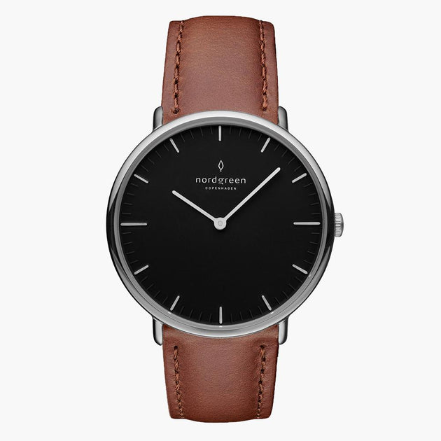 NR36SILEBRBL NR40SILEBRBL NR28SILEBRBL &Native ladies leather strap watches - black dial - silver case