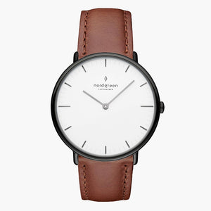 NR36GMLEBRXX NR40GMLEBRXX NR28GMLEBRXX &Native mens white face watches - white dial - brown leather strap