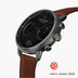 PI42GMLEBRBL &Pioneer mens tan watch - black dial - gun metal case
