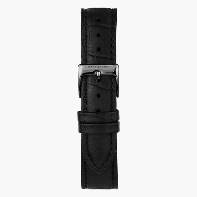 &Black croc leather watch strap - gunmetal buckle - 20mm