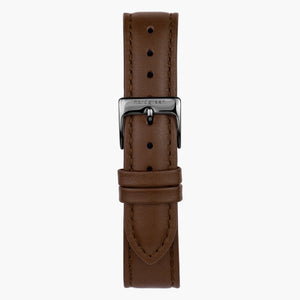 ST20POGMVEBR &Vegan brown leather watch strap - gun metal buckle - 20mm