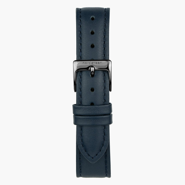 ST18BRGMLENA &Blue leather watch strap - gun metal buckle - 18mm