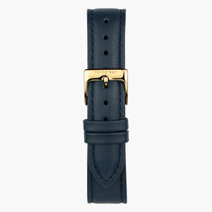 ST18POGOLENA &Blue leather watch strap - gold buckle - 18mm