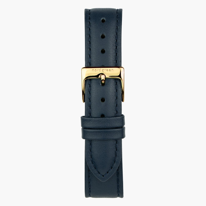 ST16BRGOLENA &Blue leather watch strap - gold buckle - 16mm