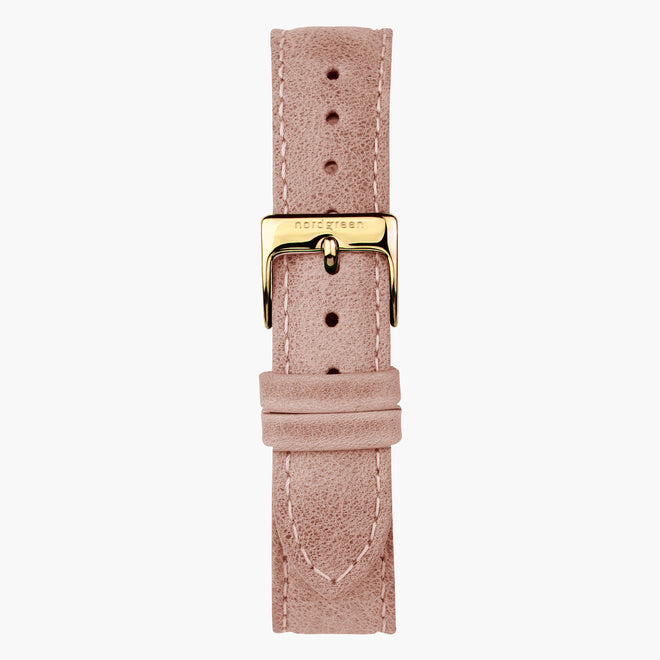 ST18POGOLEPI &Leather watch straps in pink - gold buckle - 18mm