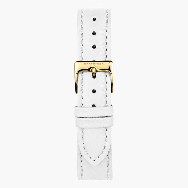ST18POGOLEWH &Leather watch straps in white - gold buckle - 18mm