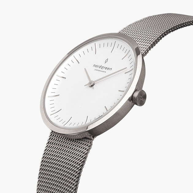 IN40SIMESIXXIN32SIMESIXX &Infinity silver watch women - white dial - mesh strap