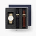 Native - BUNDLE White Dial Gold | Gold 5-Link / Black / Brown Leather Strap