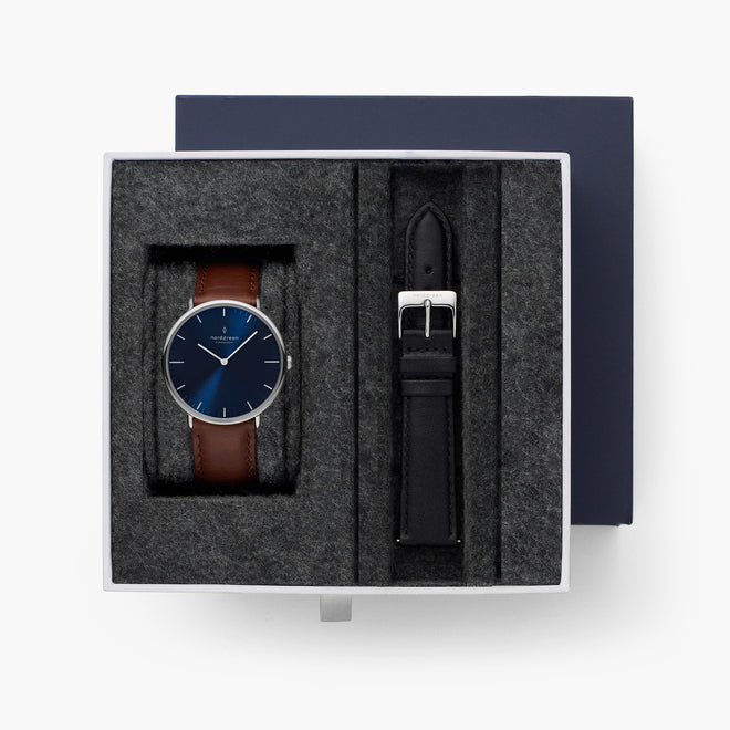 Native - BUNDLE Navy Dial | Brown Leather / Black Leather