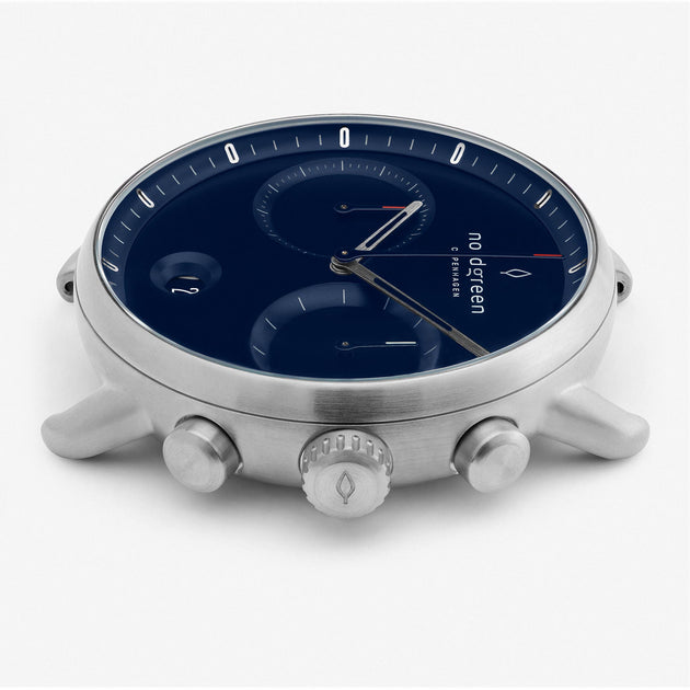 Pioneer - BUNDLE Navy Dial Silver | Silver 3-Link / Black / Brown Leather Strap