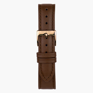 ST16POGOVEBR &Vegan brown leather watch strap - gold buckle - 16mm