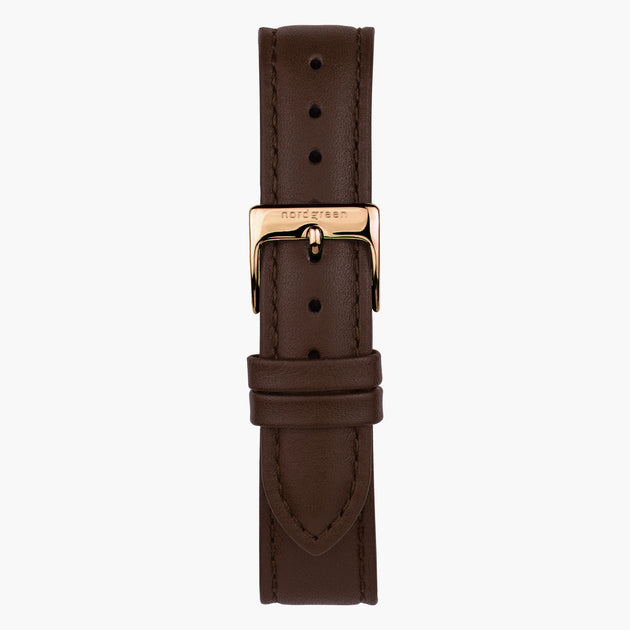 ST20PORGLEDB &Dark brown leather watch strap - rose gold buckle - 20mm