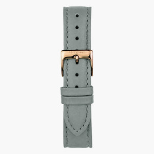 ST18PORGLEGR &Leather watch straps in grey - rose gold buckle - 18mm