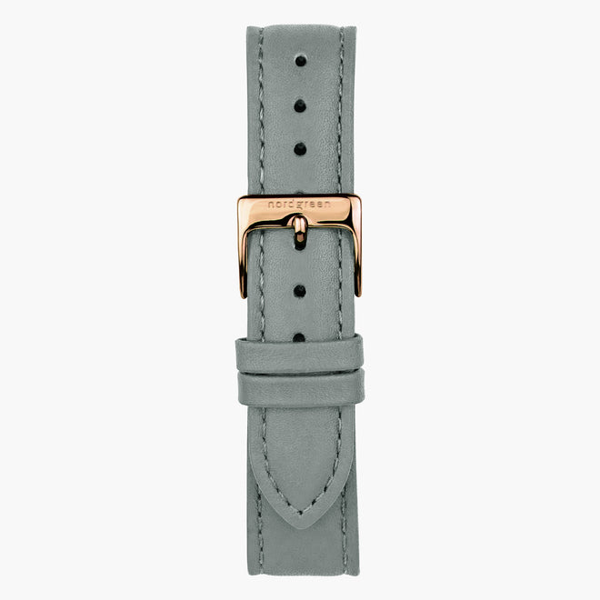 ST16BRRGLEGR &Leather watch straps in grey - rose gold buckle - 16mm
