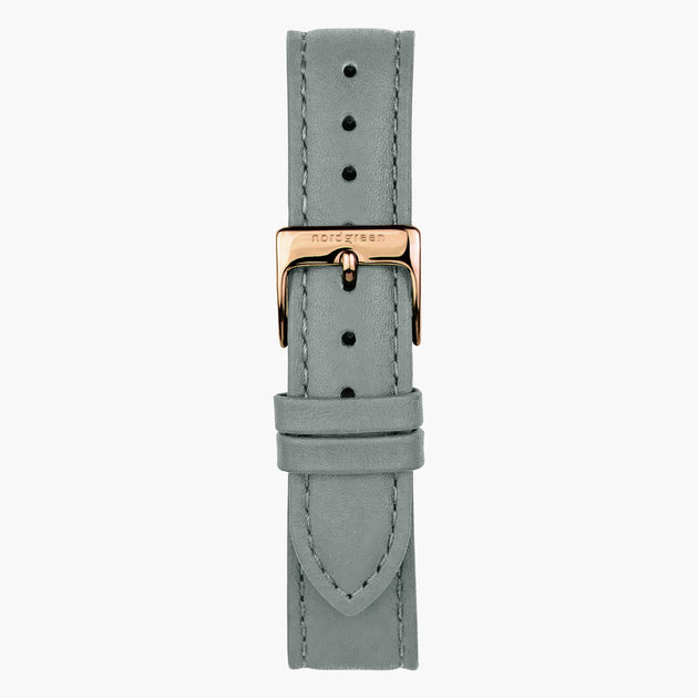 ST14PORGLEGR &Leather watch straps in grey - rose gold buckle - 14mm
