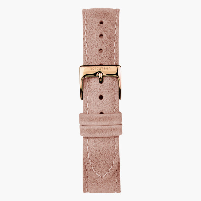 ST18PORGLEPI &Leather watch straps in pink - rose gold buckle - 18mm