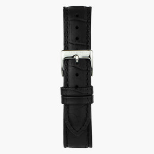 ST20POSILEBC &Black croc leather watch strap - silver buckle - 20mm