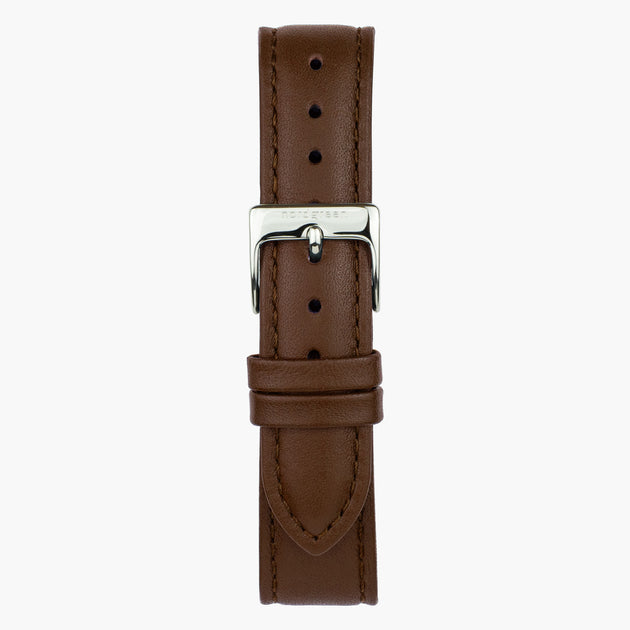 ST16BRSILEBR &Brown leather watch strap - silver buckle - 16mm