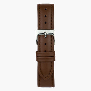 ST20POSIVEBR &Vegan brown leather watch strap - silver buckle - 20mm