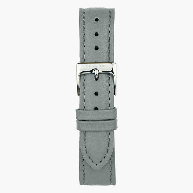 ST18POSILEGR &Leather watch straps in grey - silver buckle - 18mm