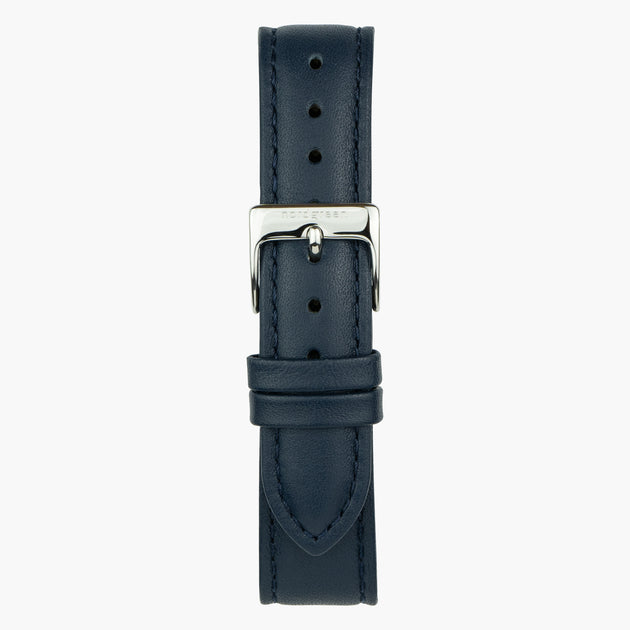 ST16BRSILENA &Blue leather watch strap - silver buckle - 16mm
