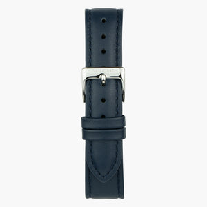ST18POSILENA &Blue leather watch strap - silver buckle - 18mm