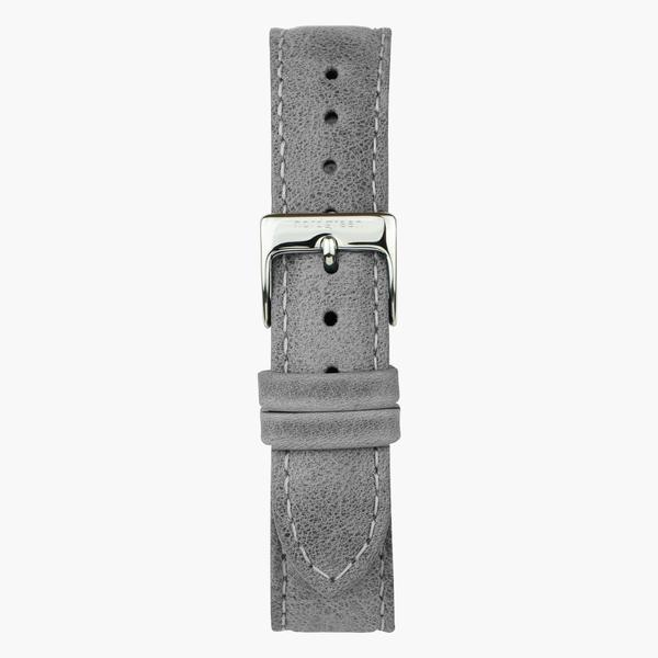 ST20POSILEGR &Leather watch straps in patina grey - silver buckle - 20mm