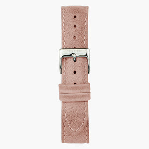 ST18POSILEPI &Leather watch straps in pink - silver buckle - 18mm