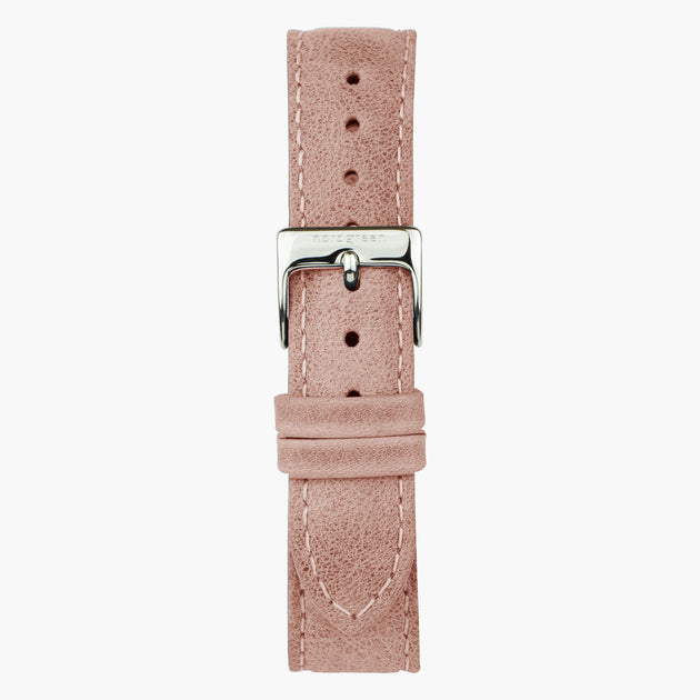 ST18POSILEPI &Leather watch straps in pink - silver buckle - 18mm