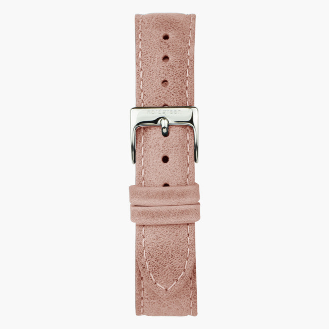 ST16BRSILEPI &Leather watch straps in pink - silver buckle - 16mm