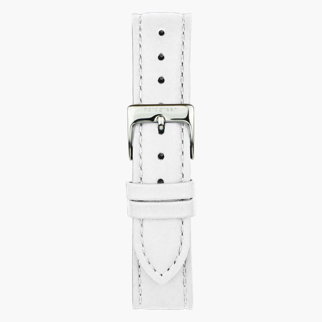ST16POSILEWH &Leather watch straps in white - silver buckle - 16mm