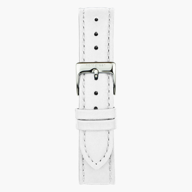 ST16POSILEWH &Leather watch straps in white - silver buckle - 16mm